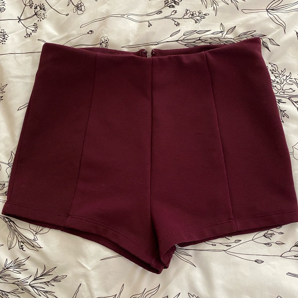 Maroon High Waist Shorts